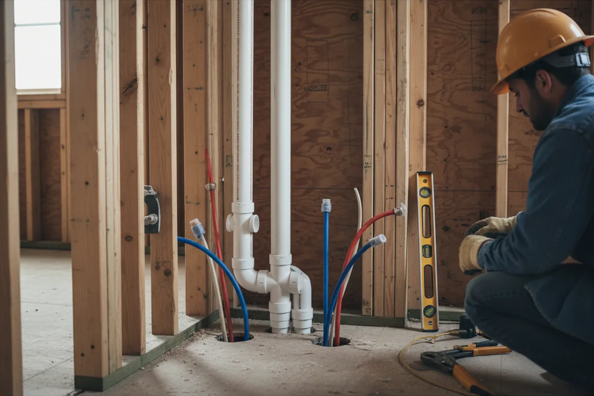 Drain and supply rough-in during Sump Pump Repair in East Killingly