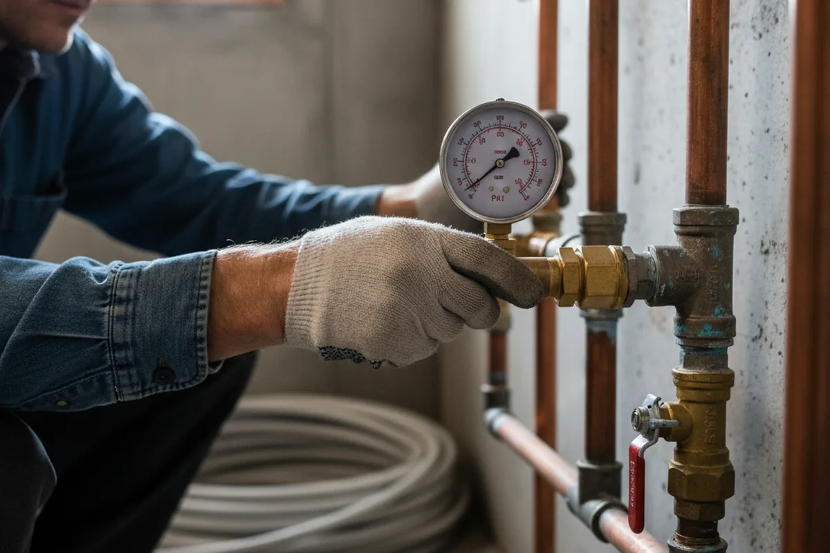 Pressure testing a repaired line during Water Line Repair in East Killingly